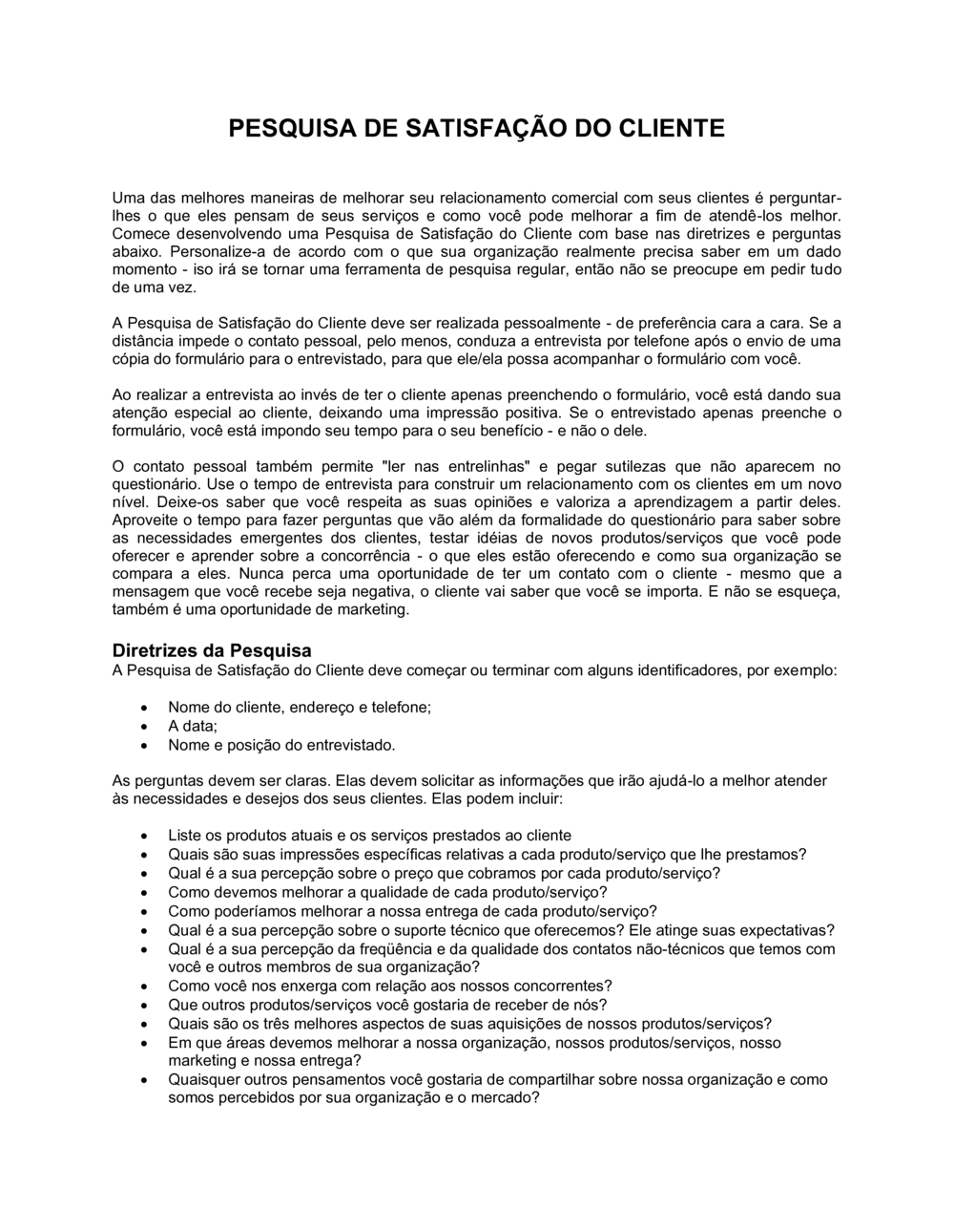 Introduzir 109 imagem modelo de pesquisa de satisfação do cliente br