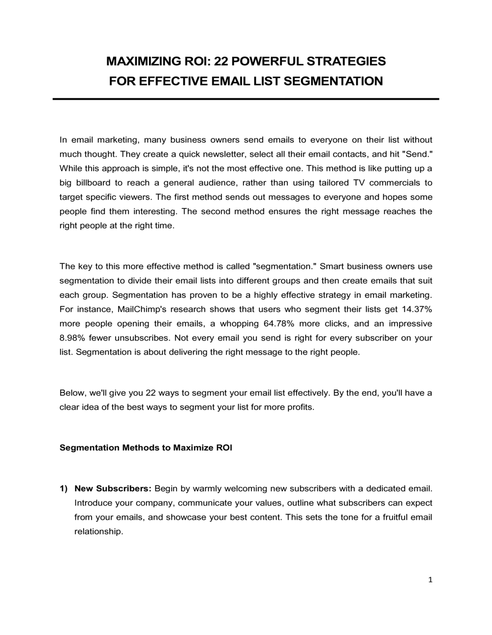 Business-in-a-Box's 22 Powerful Strategies For Effective Email List Segmentation Template