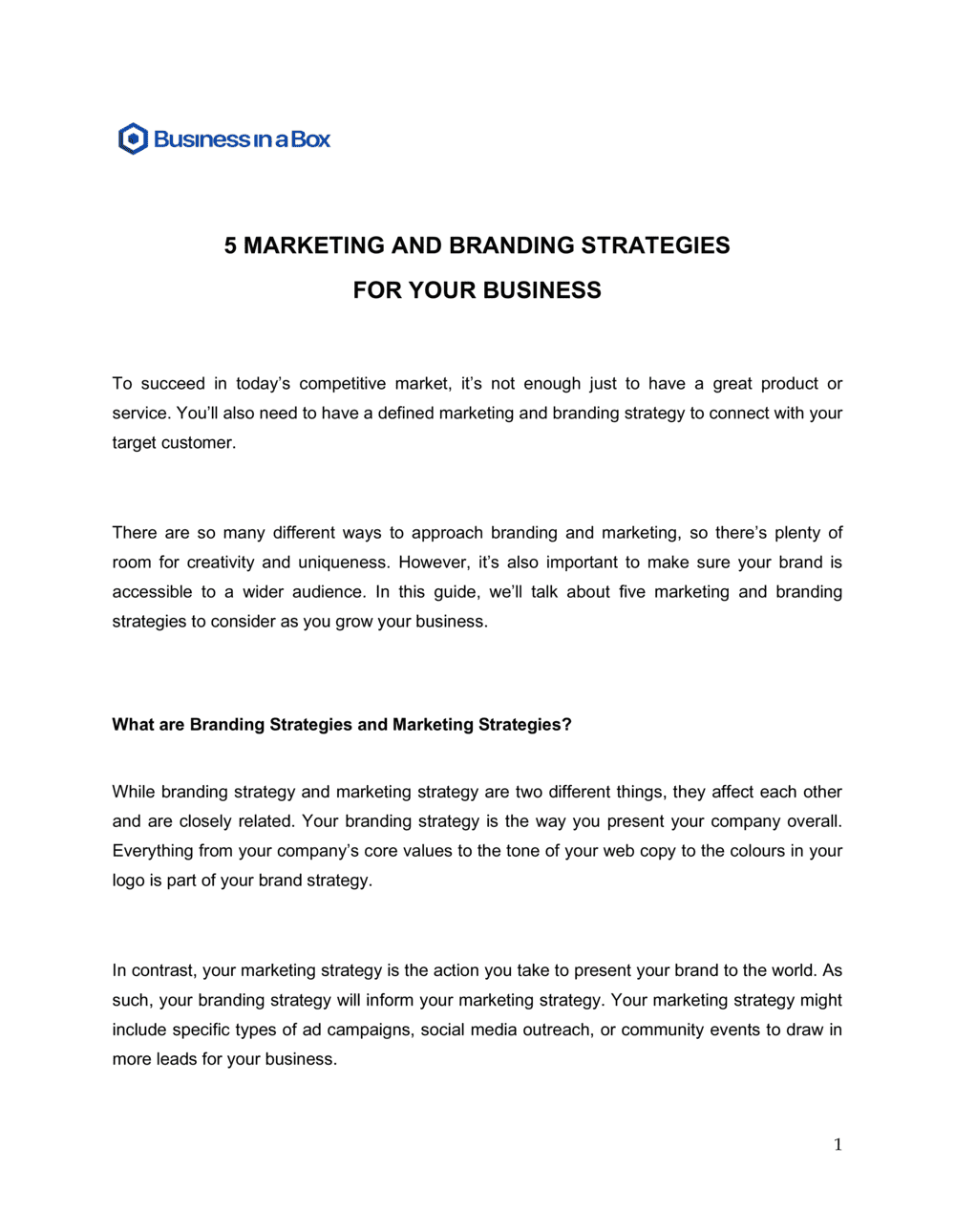 Business-in-a-Box's 5 Marketing and Branding Strategies For Your Business Template