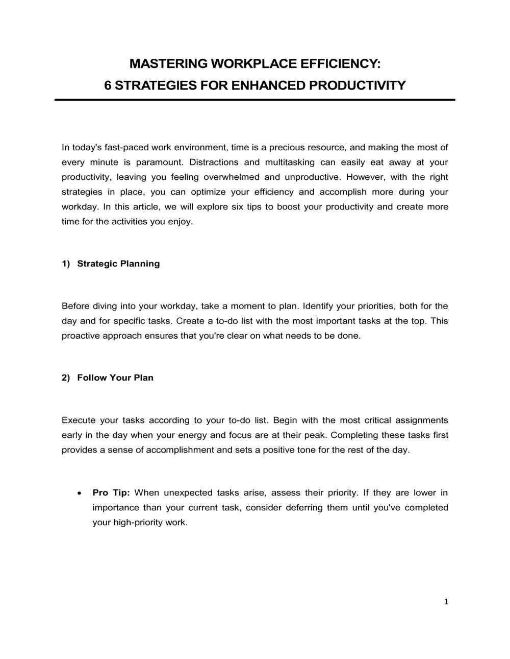 Business-in-a-Box's 6 Strategies For Enhanced Productivity Template
