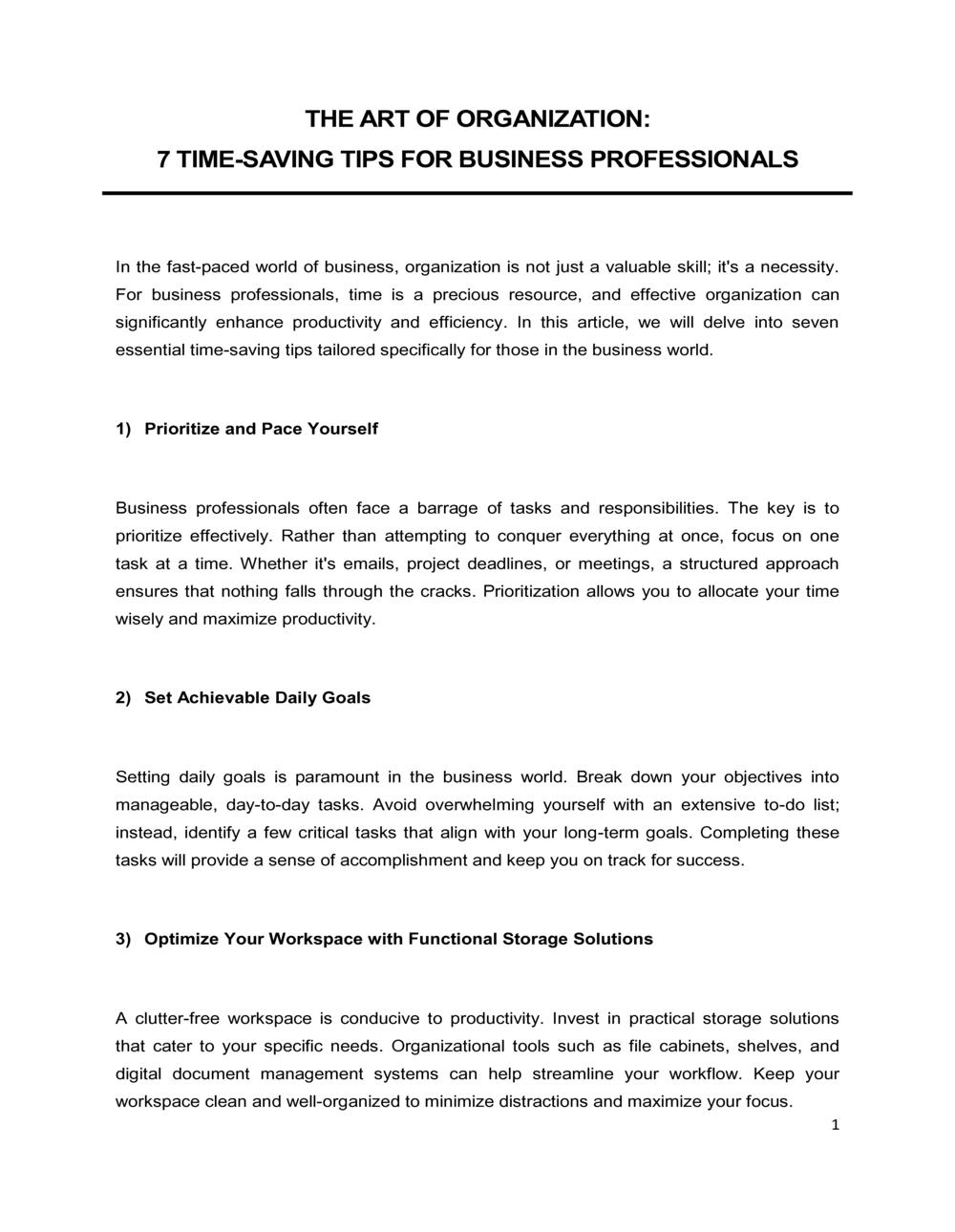 Business-in-a-Box's 7 Time Saving Tips For Business Professionals Template