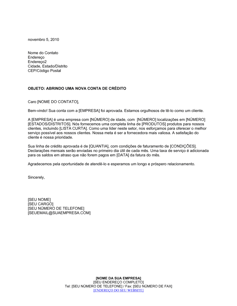 Business-in-a-Box's Abrindo Nova Conta de Crédito