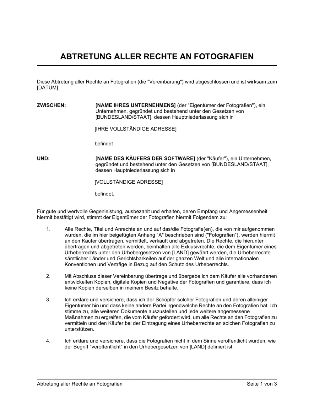 Business-in-a-Box's Abtretung aller Rechte an Fotografien