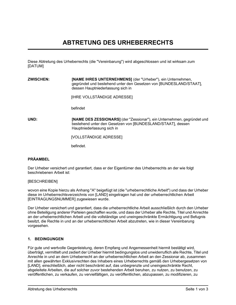 Business-in-a-Box's Abtretung des Urheberrechts