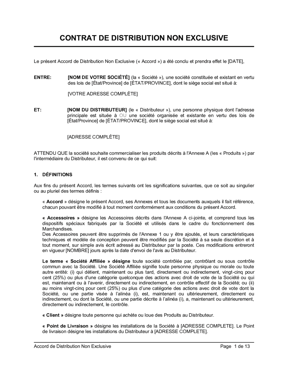 Business-in-a-Box's Accord de distribution non-exclusif