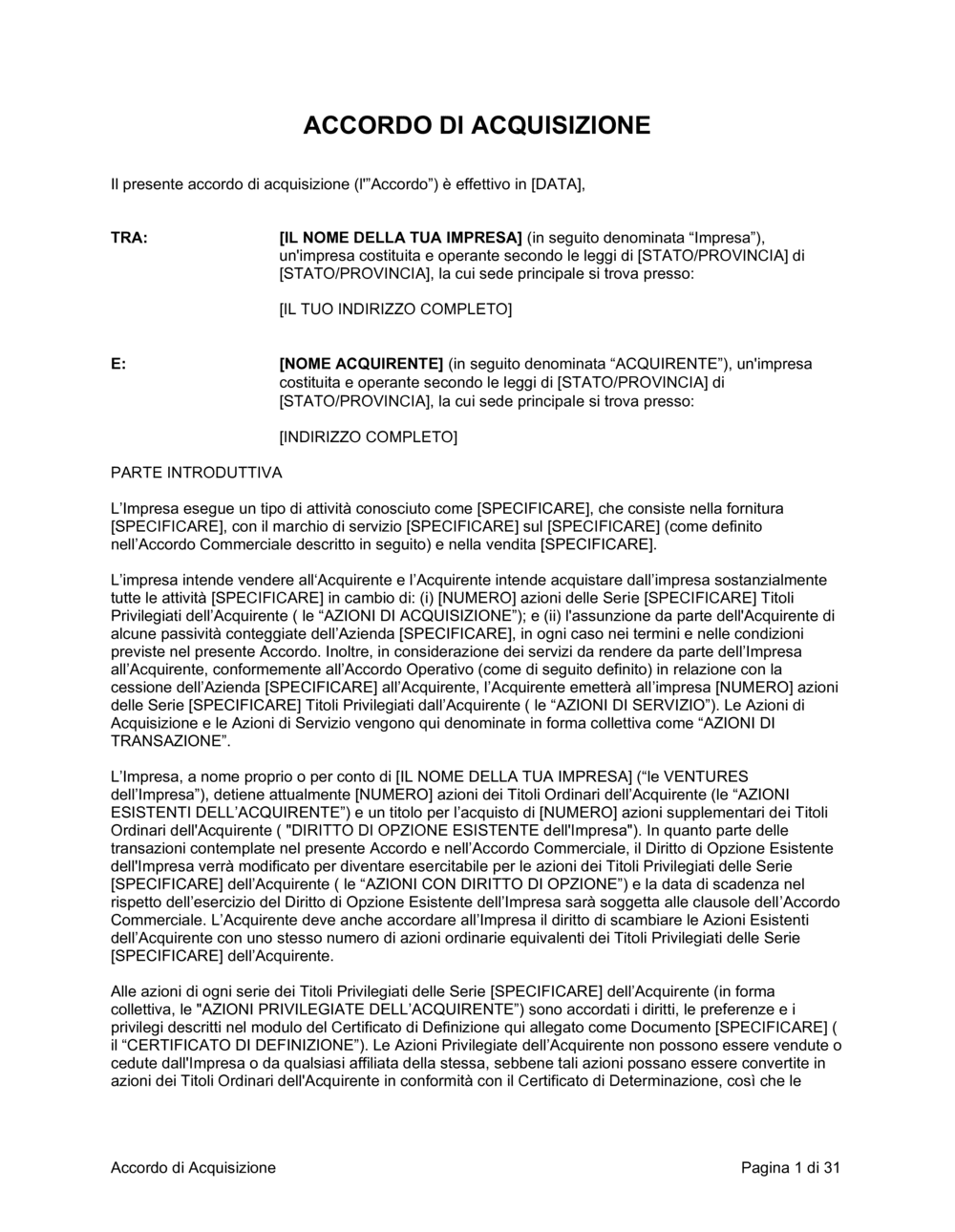 Business-in-a-Box's Accordo di acquisizione