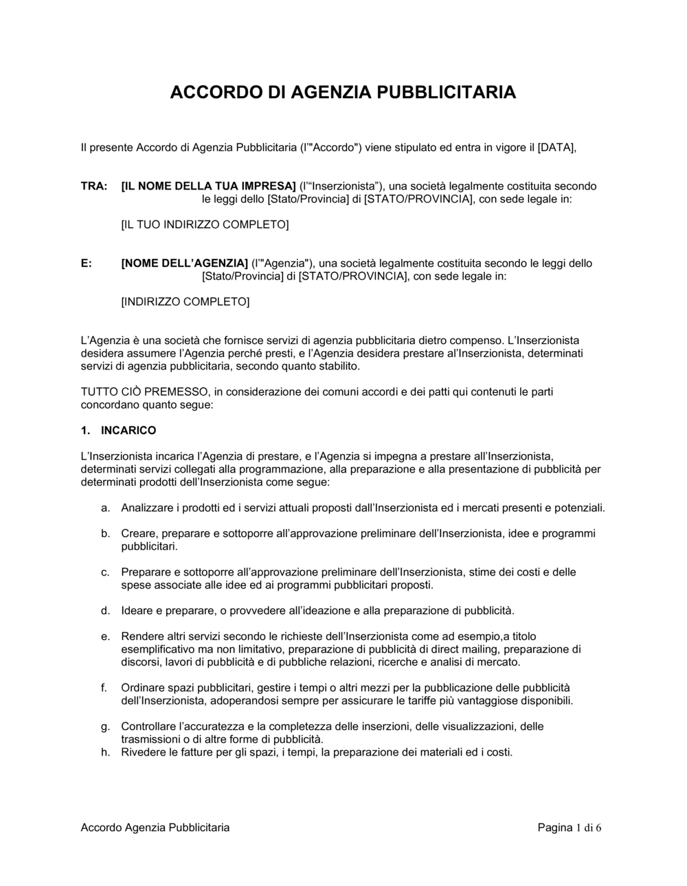 Business-in-a-Box's Accordo di agenzia pubblicitaria