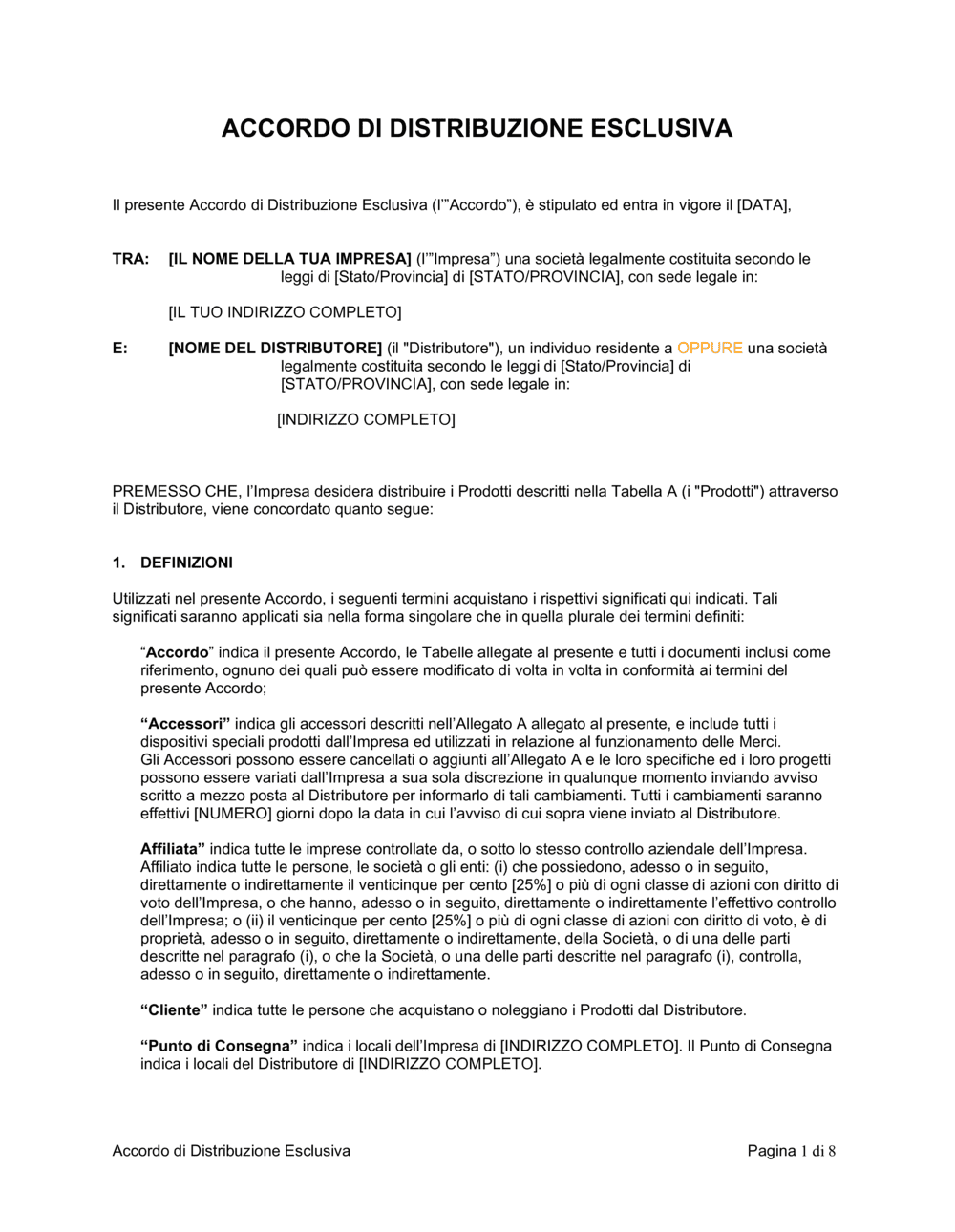 Business-in-a-Box's Accordo di distribuzione esclusiva