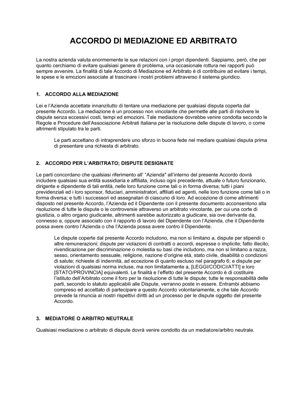 Business-in-a-Box's Accordo di mediazione ed arbitrato