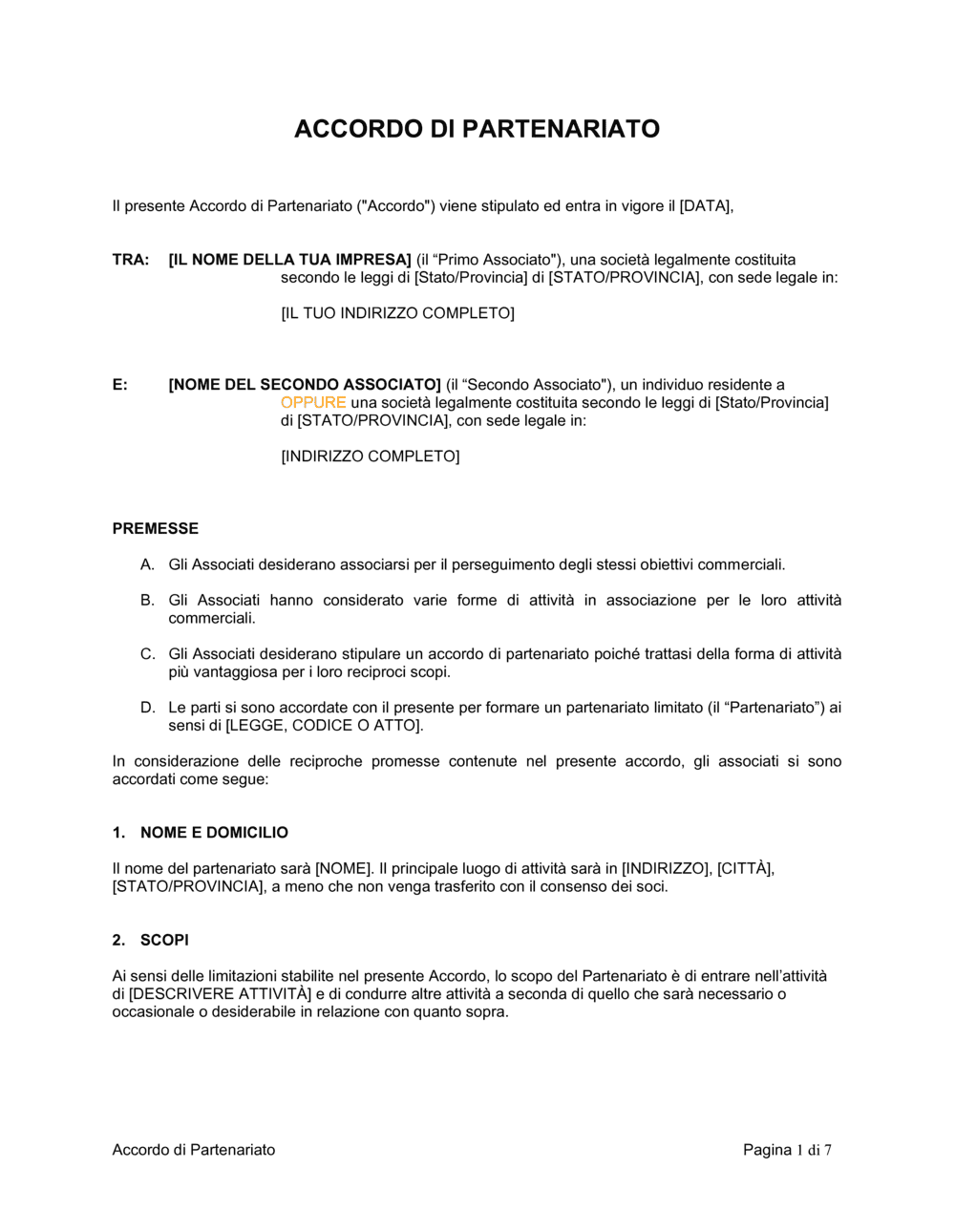 Business-in-a-Box's Accordo di partenariato