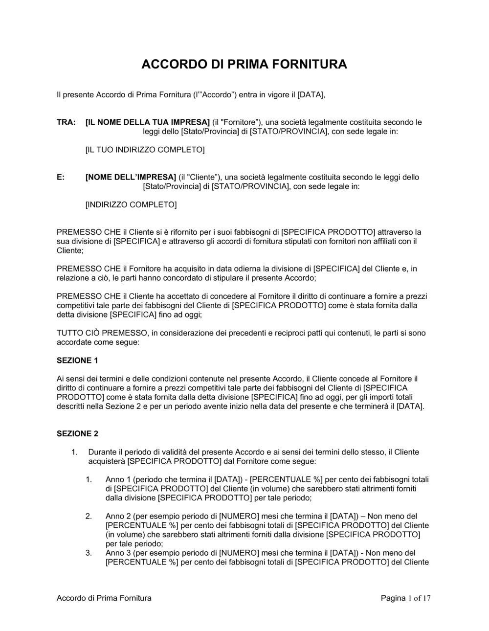Business-in-a-Box's Accordo di prima fornitura