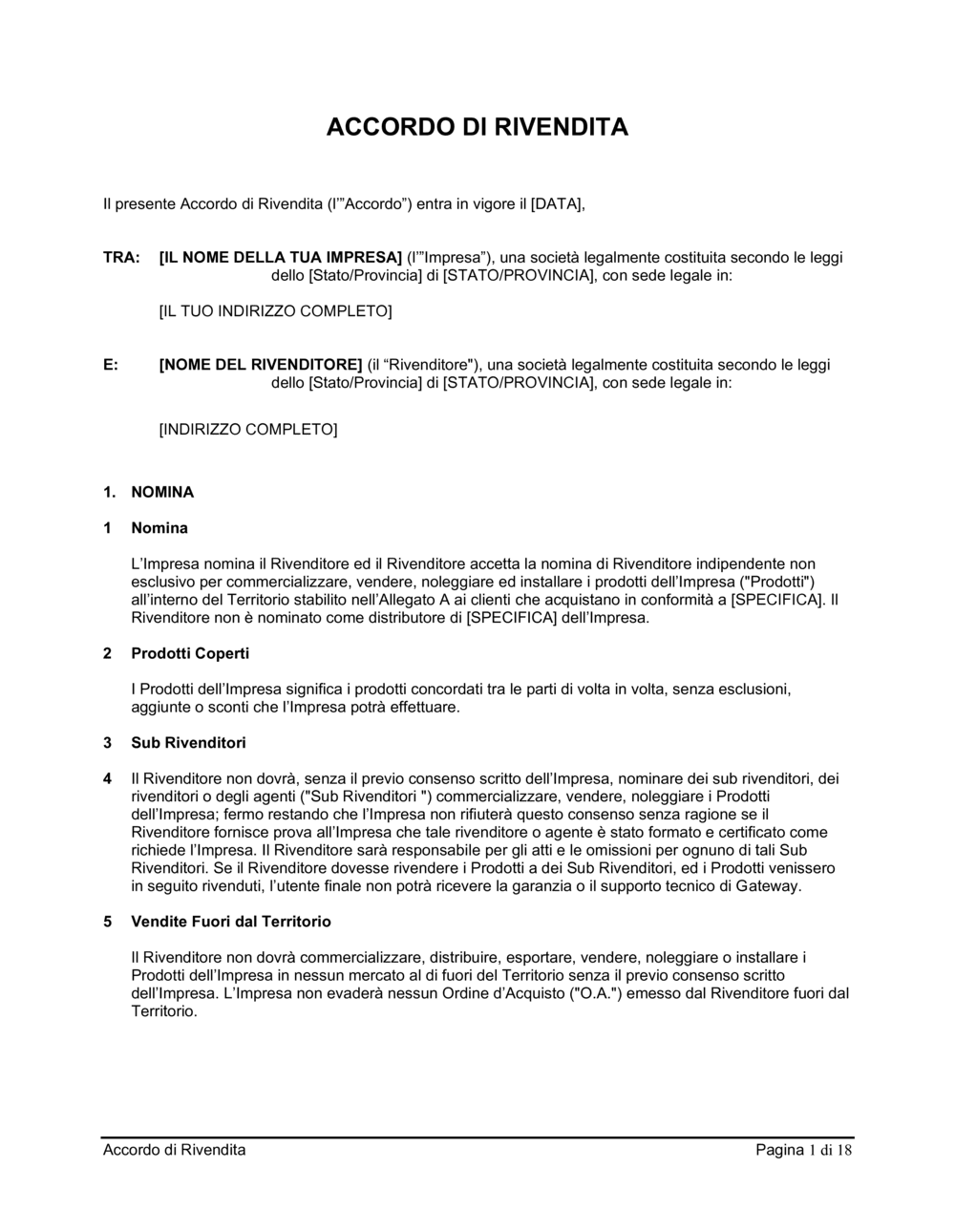 Business-in-a-Box's Accordo di rivendita
