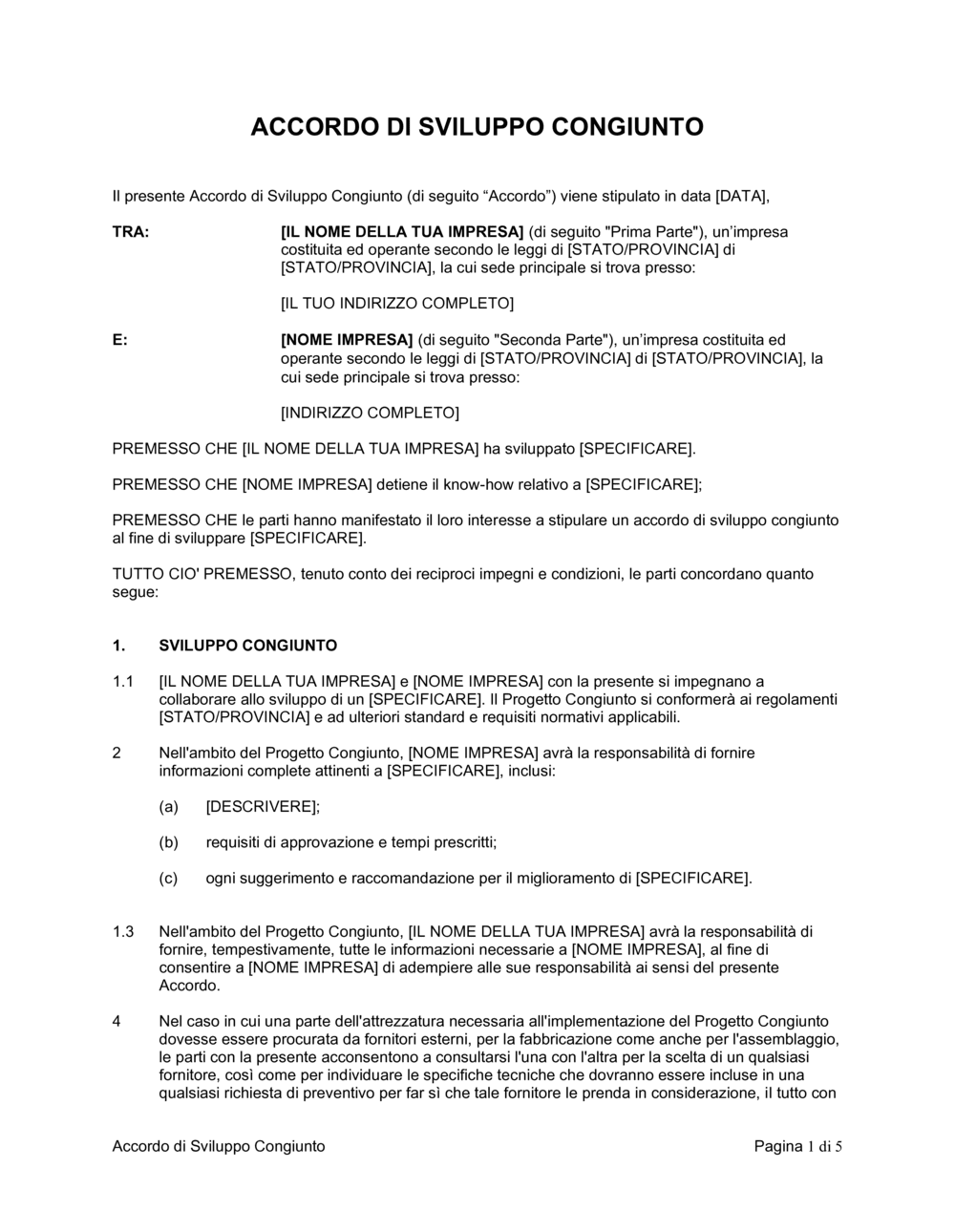 Business-in-a-Box's Accordo di sviluppo congiunto