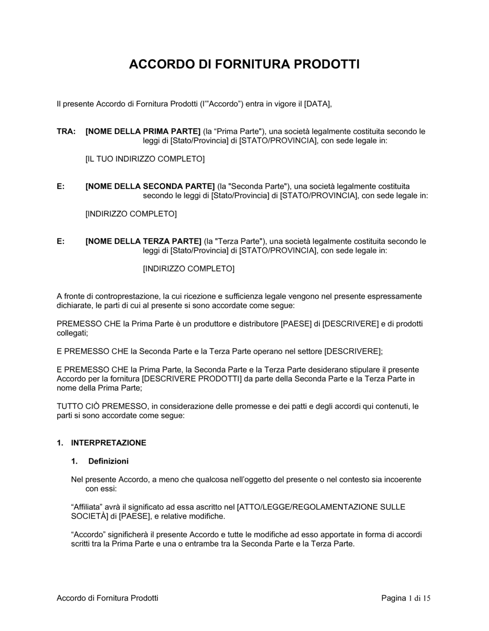 Business-in-a-Box's Accordo fornitura prodotti