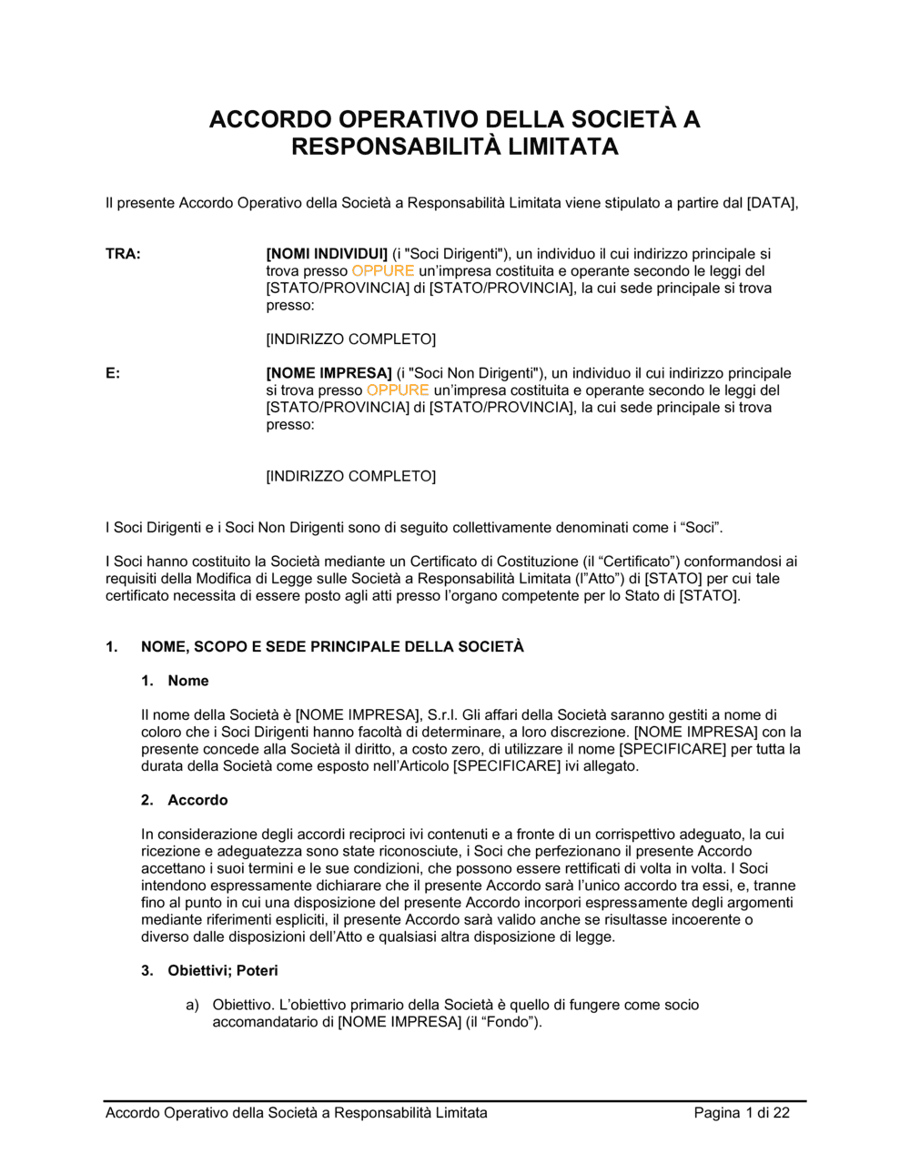 Business-in-a-Box's Accordo operativo della società a responsabilità limitata
