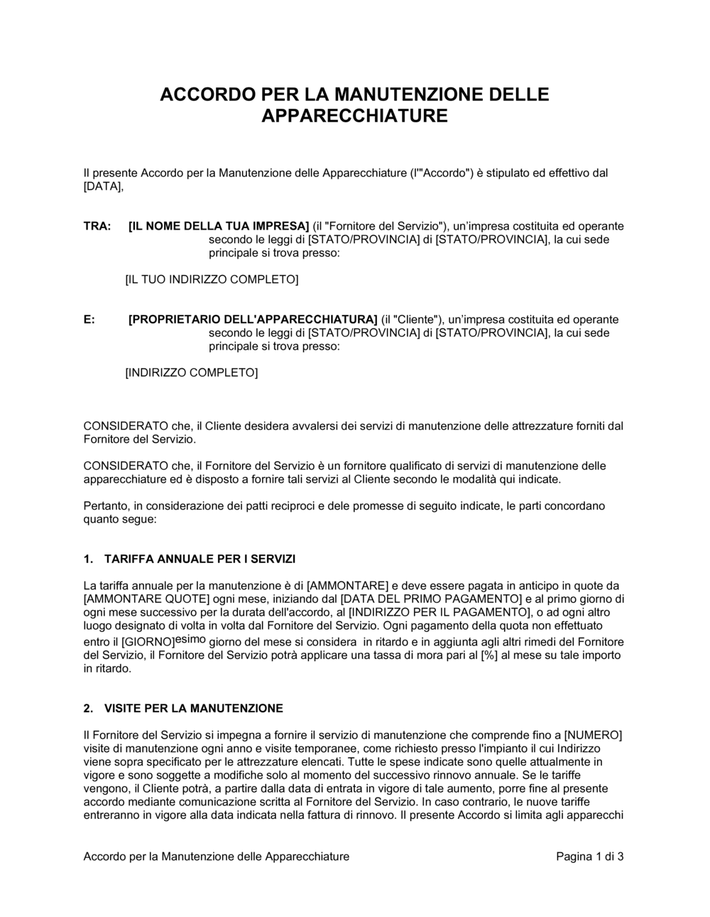 Business-in-a-Box's Accordo per la manutenzione delle apparecchiature