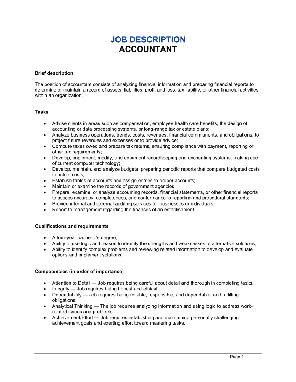 Senior Financial Accountant Job Description