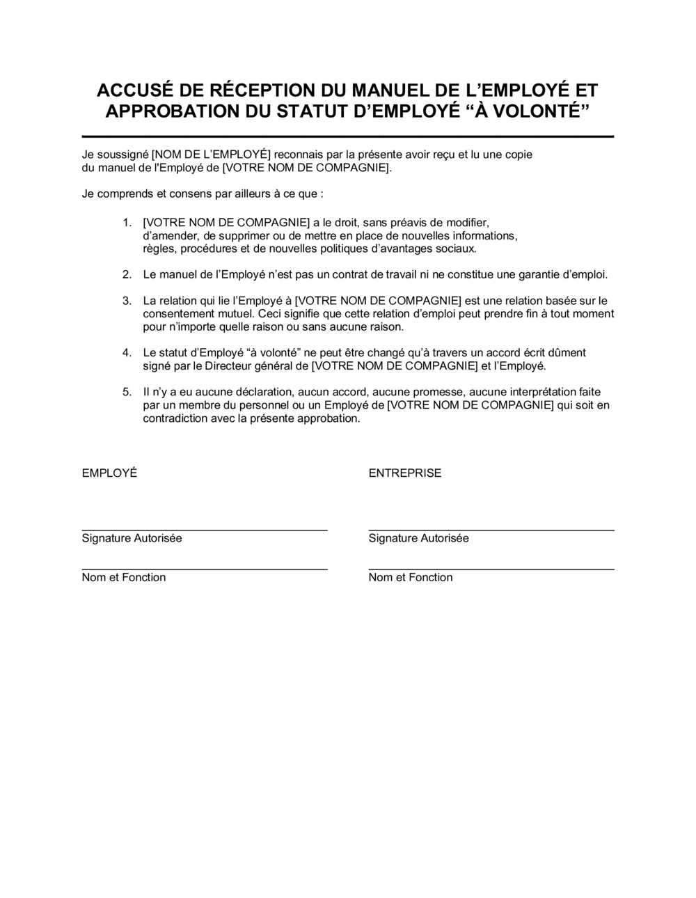Accusé de réception_Manuel de l'employé