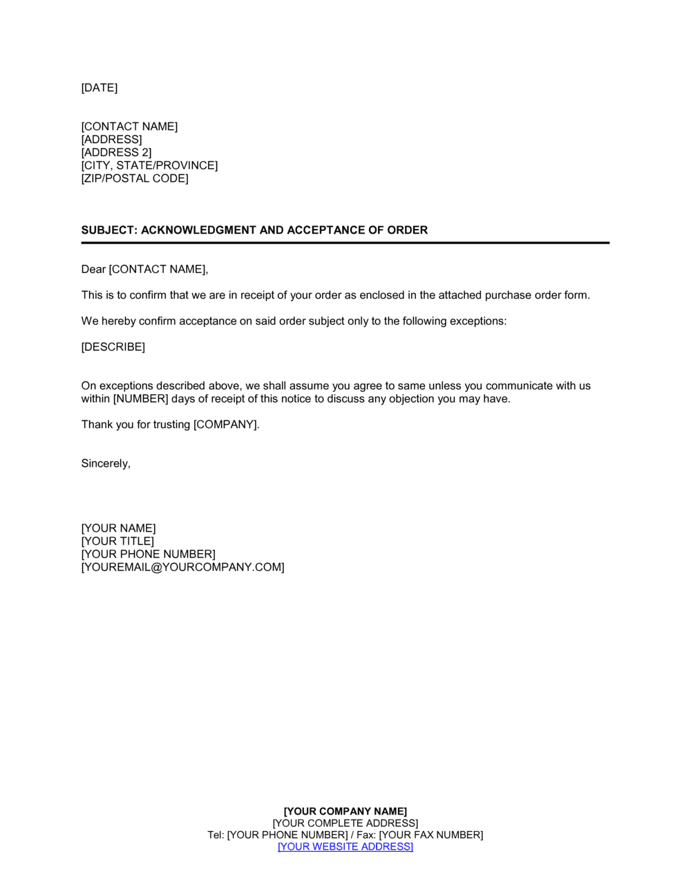 Conditional Job Offer Acceptance Letter For Your Needs Letter 
