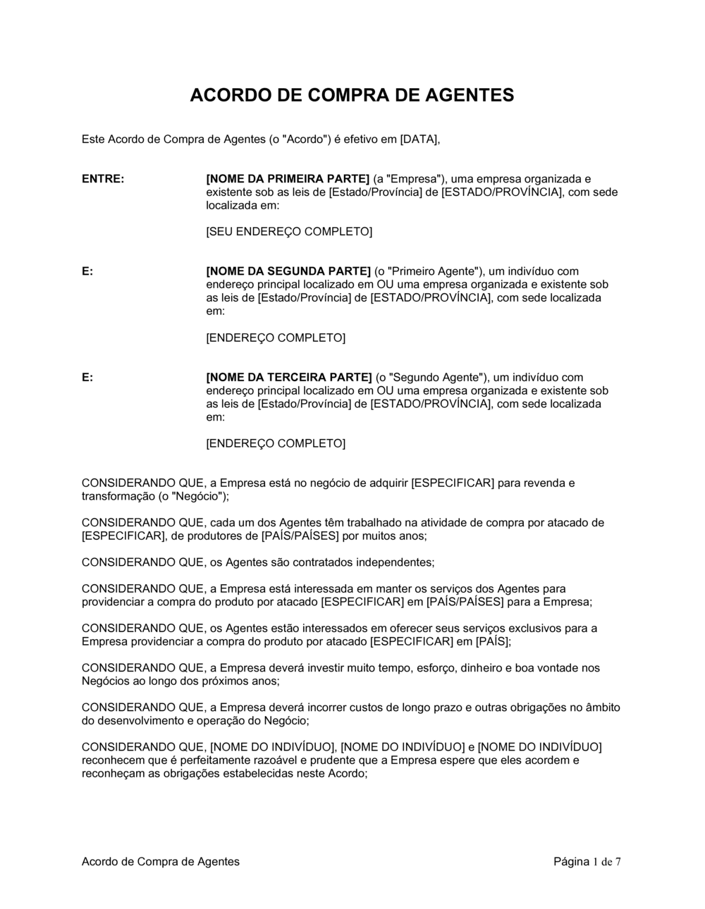 Business-in-a-Box's Acordo de Agentes de Compras