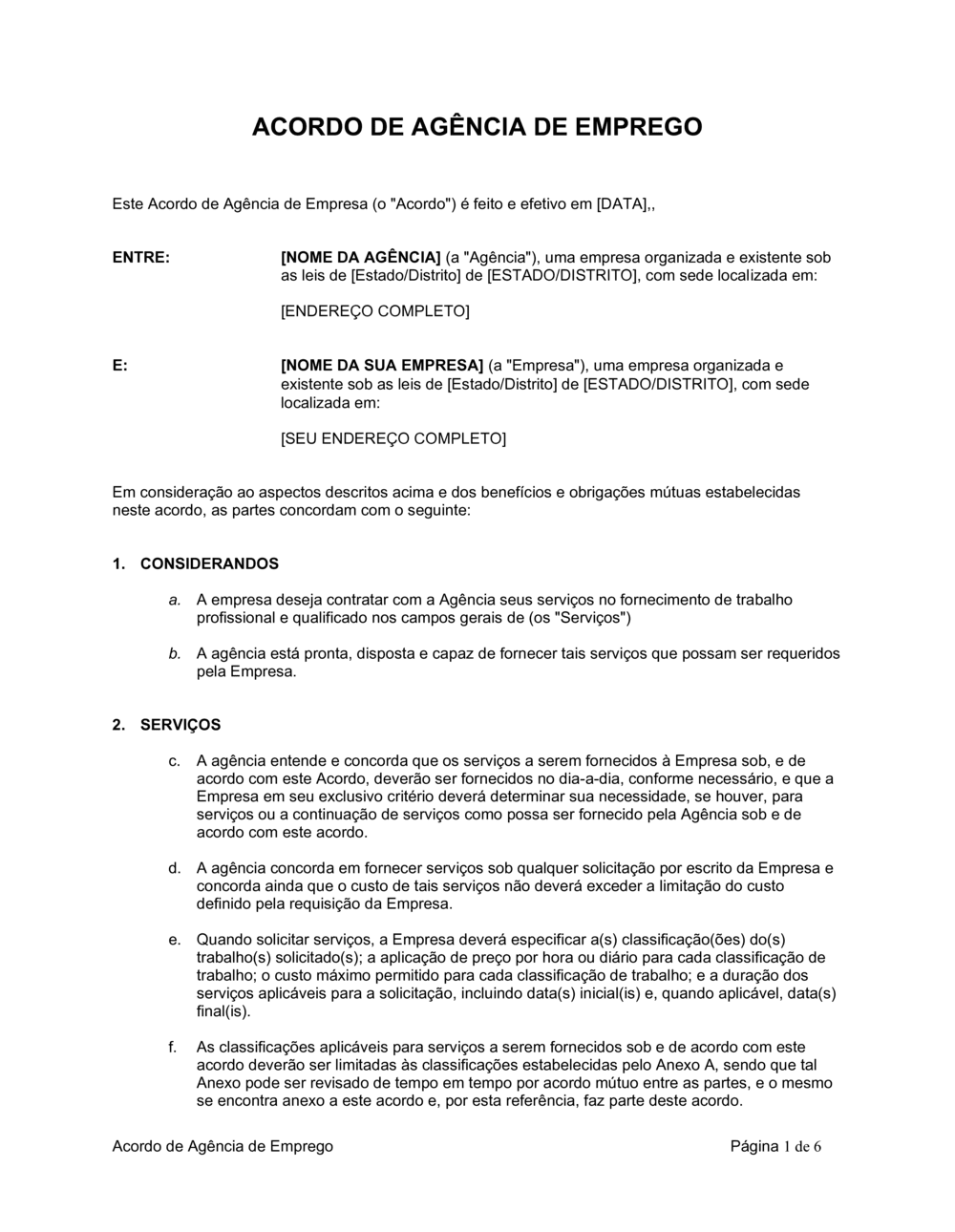 Business-in-a-Box's Acordo de Agência de Emprego