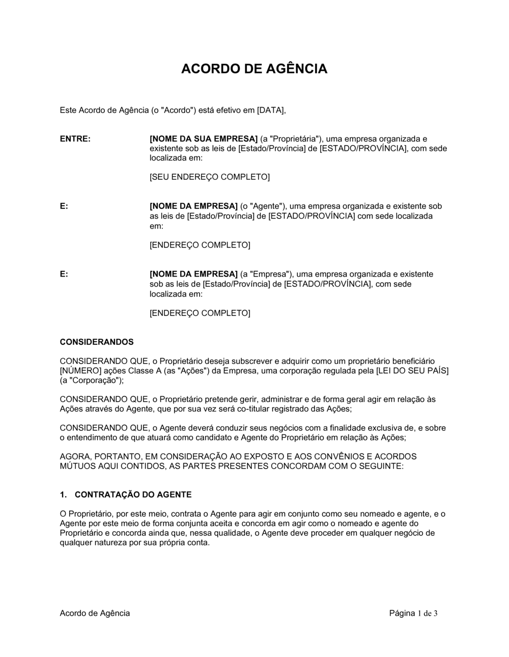 Business-in-a-Box's Acordo de Agência Deveres Corporativos