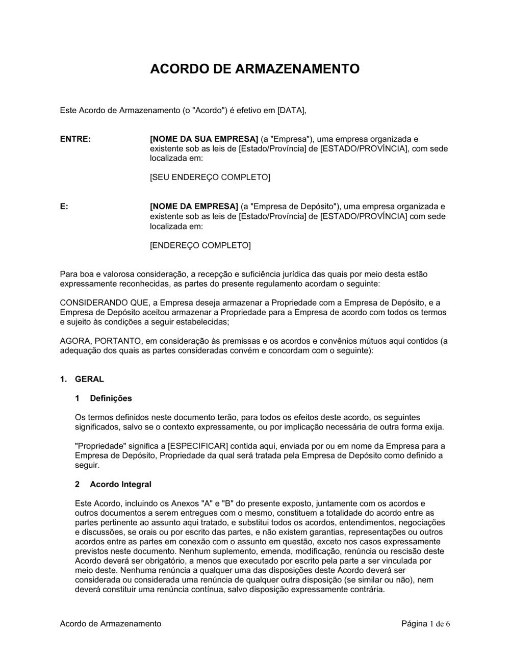 Business-in-a-Box's Acordo de Armazém