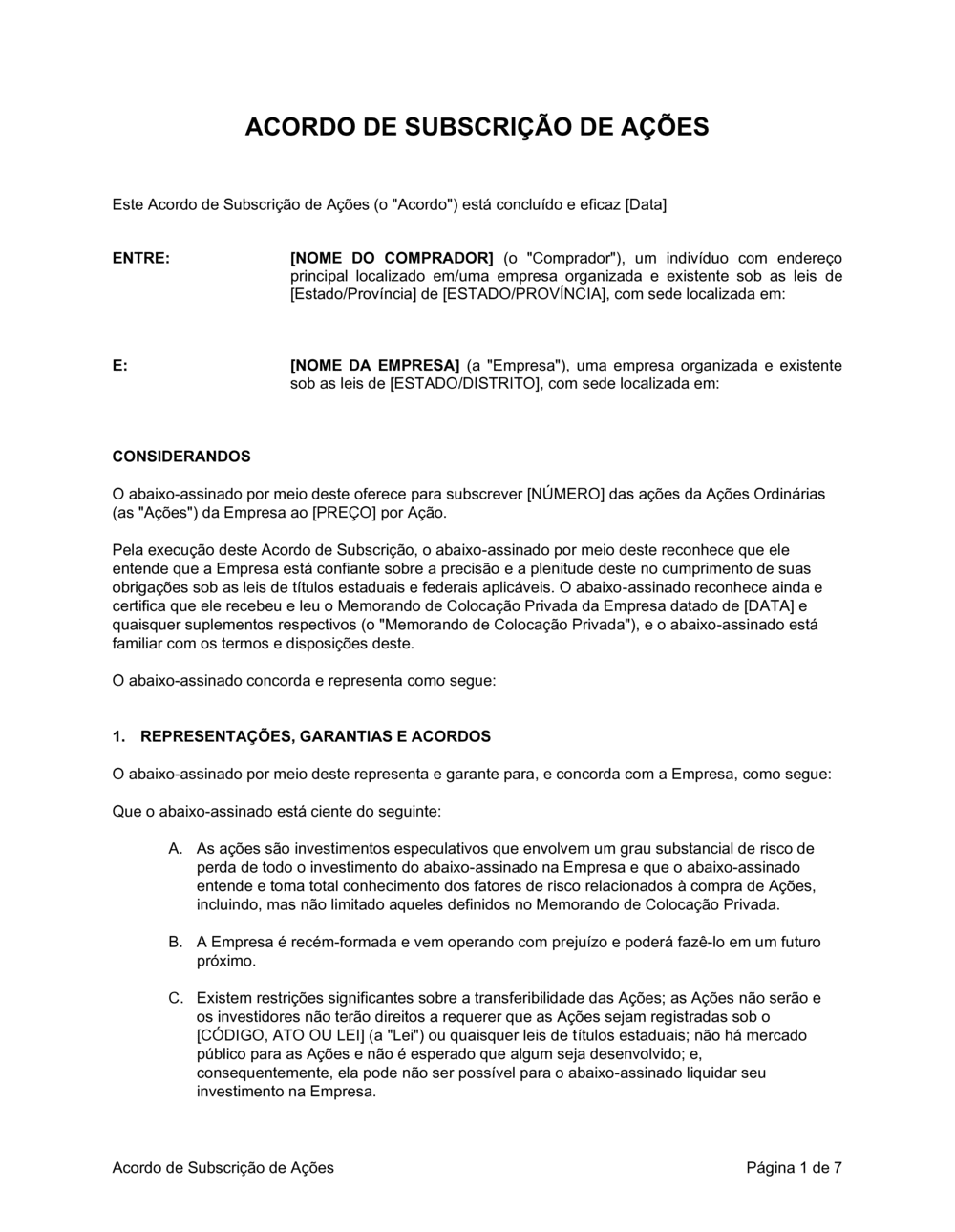 Business-in-a-Box's Acordo de Assinatura de Ações
