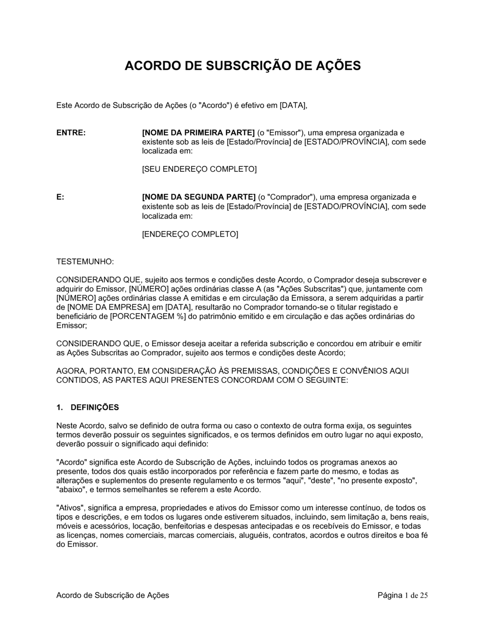 Business-in-a-Box's Acordo de Assinatura de Ações Privado_Formulário Longo