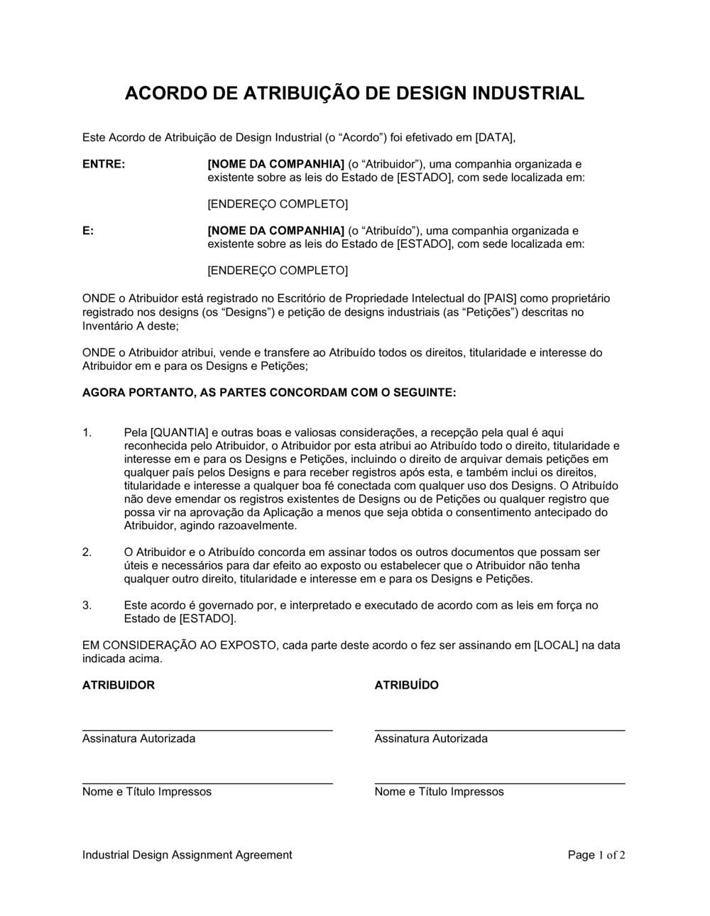 Business-in-a-Box's Acordo de Atribuição de Design Industrial