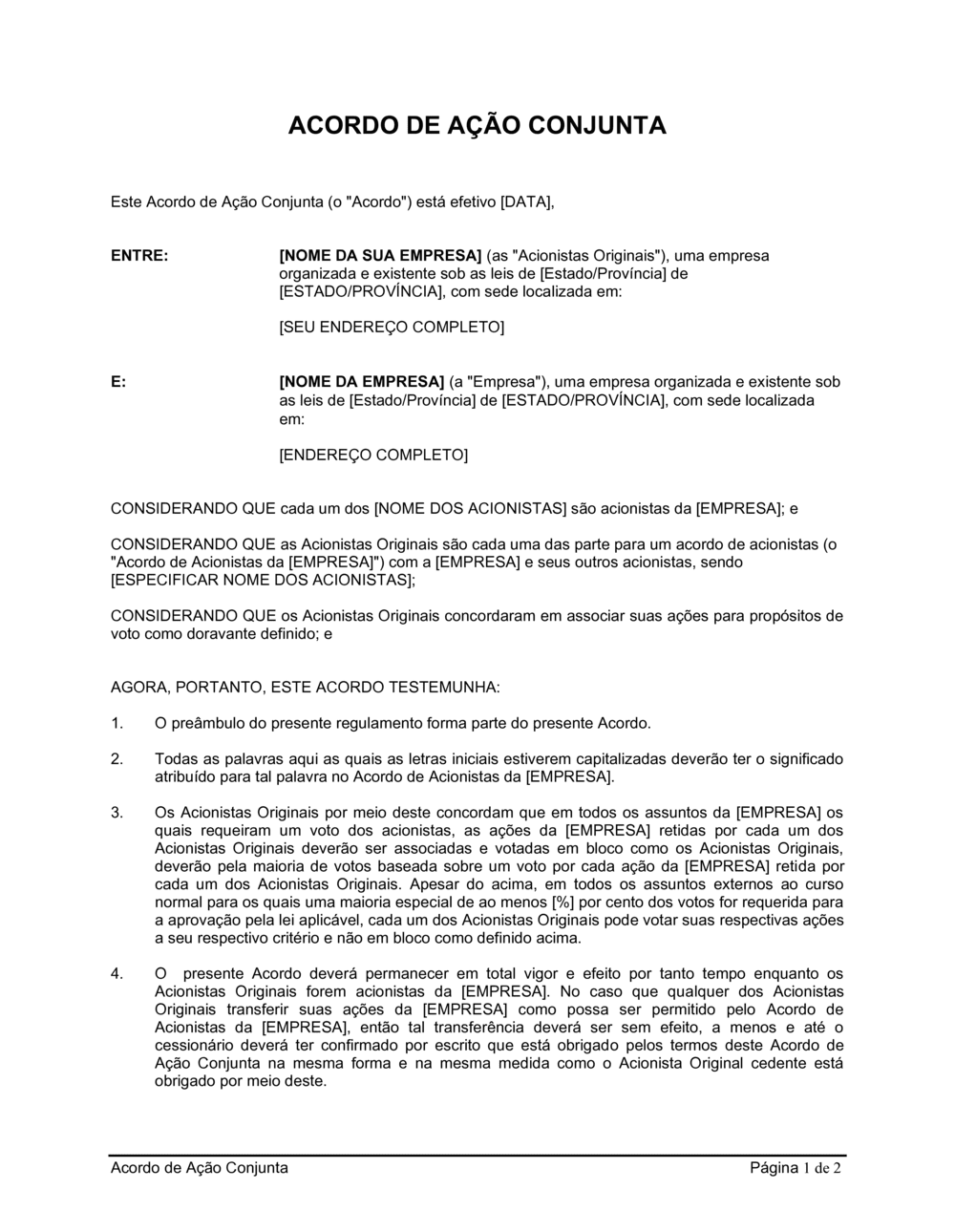 Business-in-a-Box's Acordo de Ação Conjunta