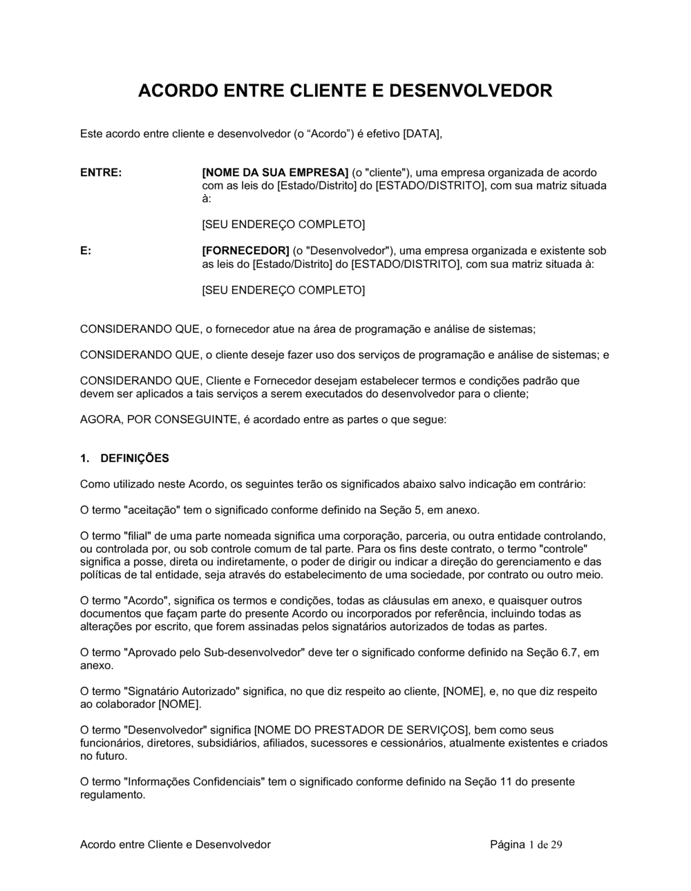 Business-in-a-Box's Acordo de Cliente e Desenvolvedor