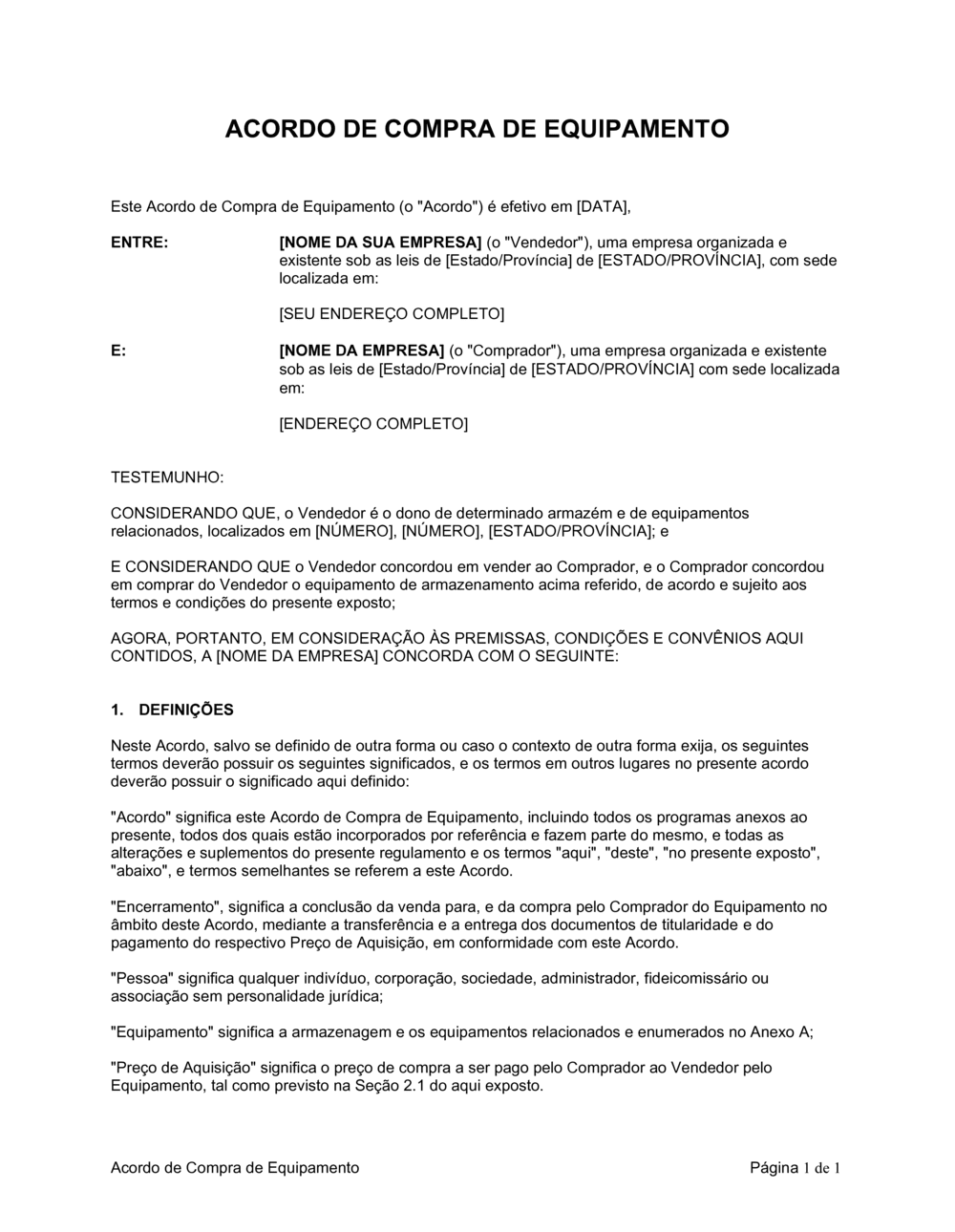 Business-in-a-Box's Acordo de Compra de Equipamento