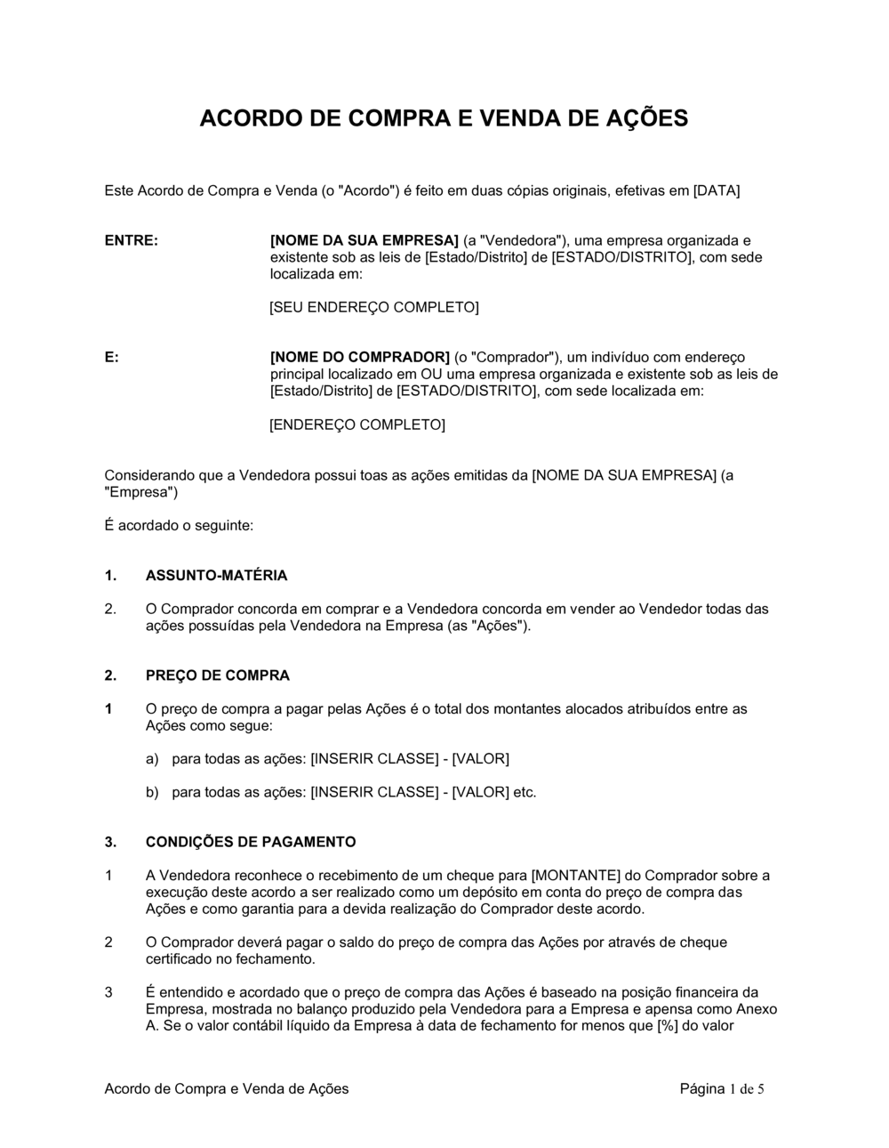 Business-in-a-Box's Acordo de Compra e Venda de Ações