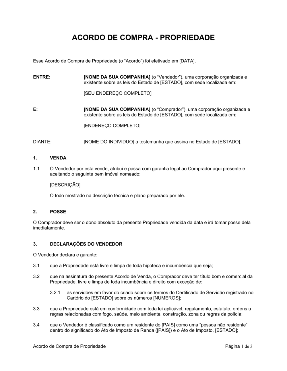 Business-in-a-Box's Acordo de Compra Bem Imóvel_Fórmulário Curto