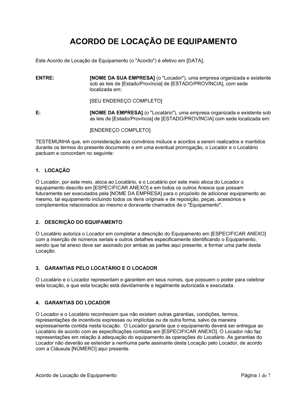 Business-in-a-Box's Acordo de Concessão de Equipamento