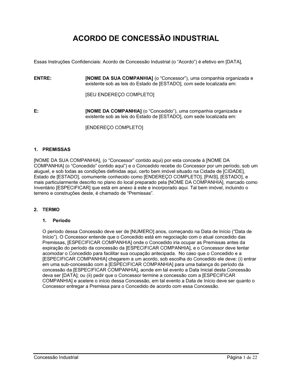 Business-in-a-Box's Acordo de Concessão Industrial