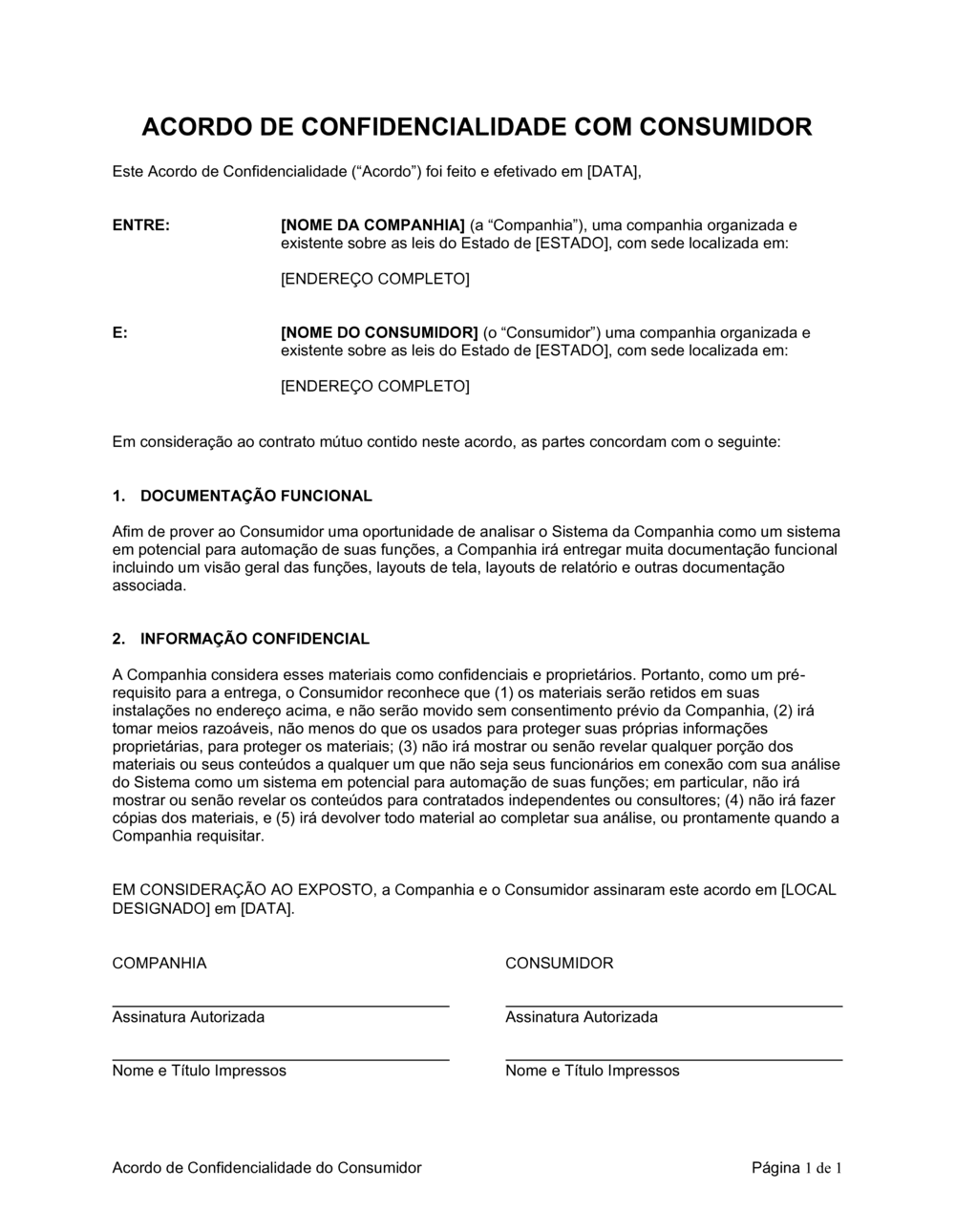 Business-in-a-Box's Acordo de Confidencialidade do Consumidor