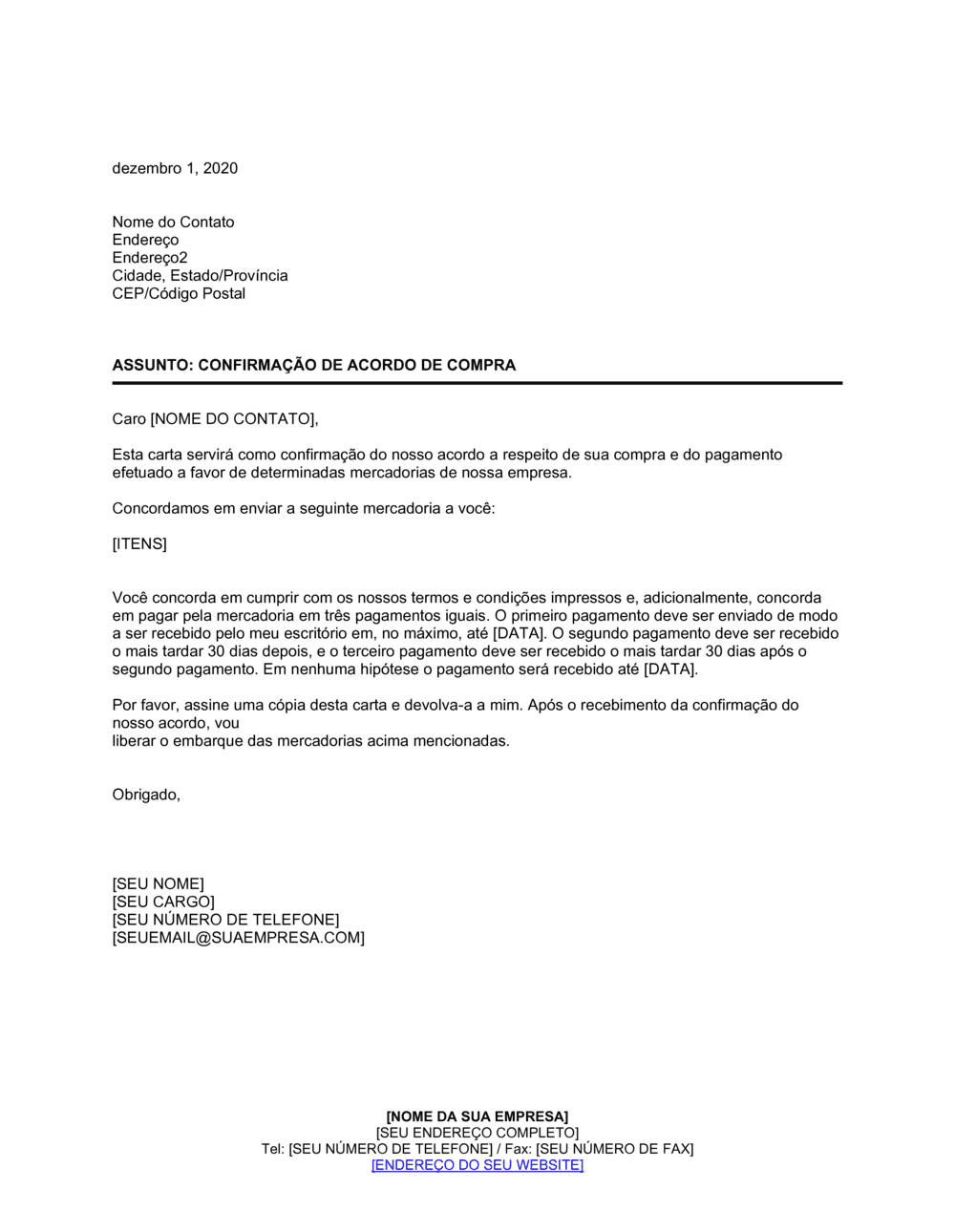 Business-in-a-Box's Acordo de Confirmação de Compra