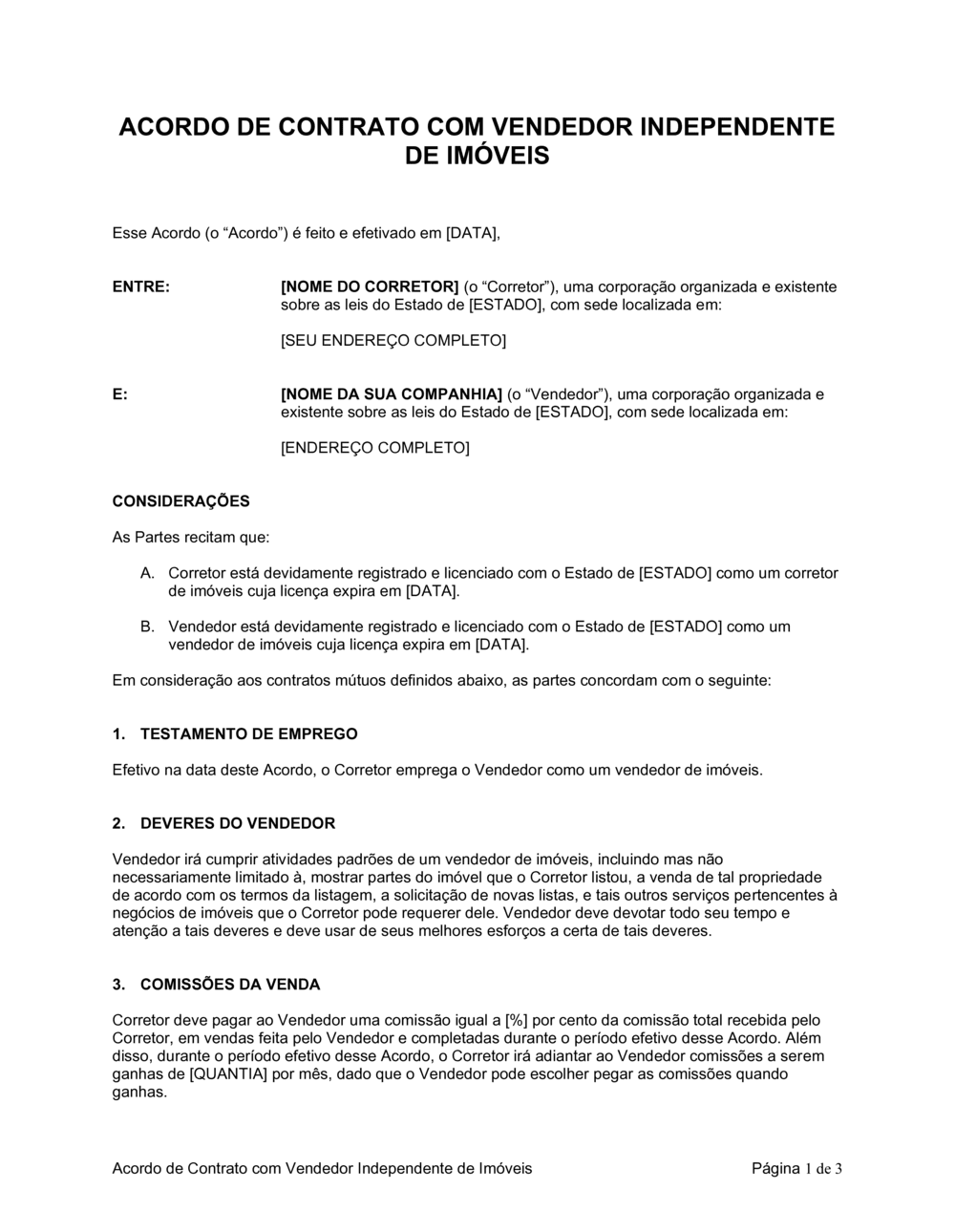 Business-in-a-Box's Acordo de Contratante Independente de Vendedor de Bem Imóvel