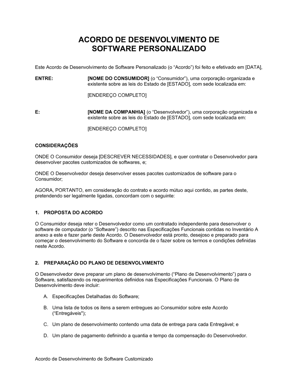 Business-in-a-Box's Acordo de Desenvolvimento de Software Customizado