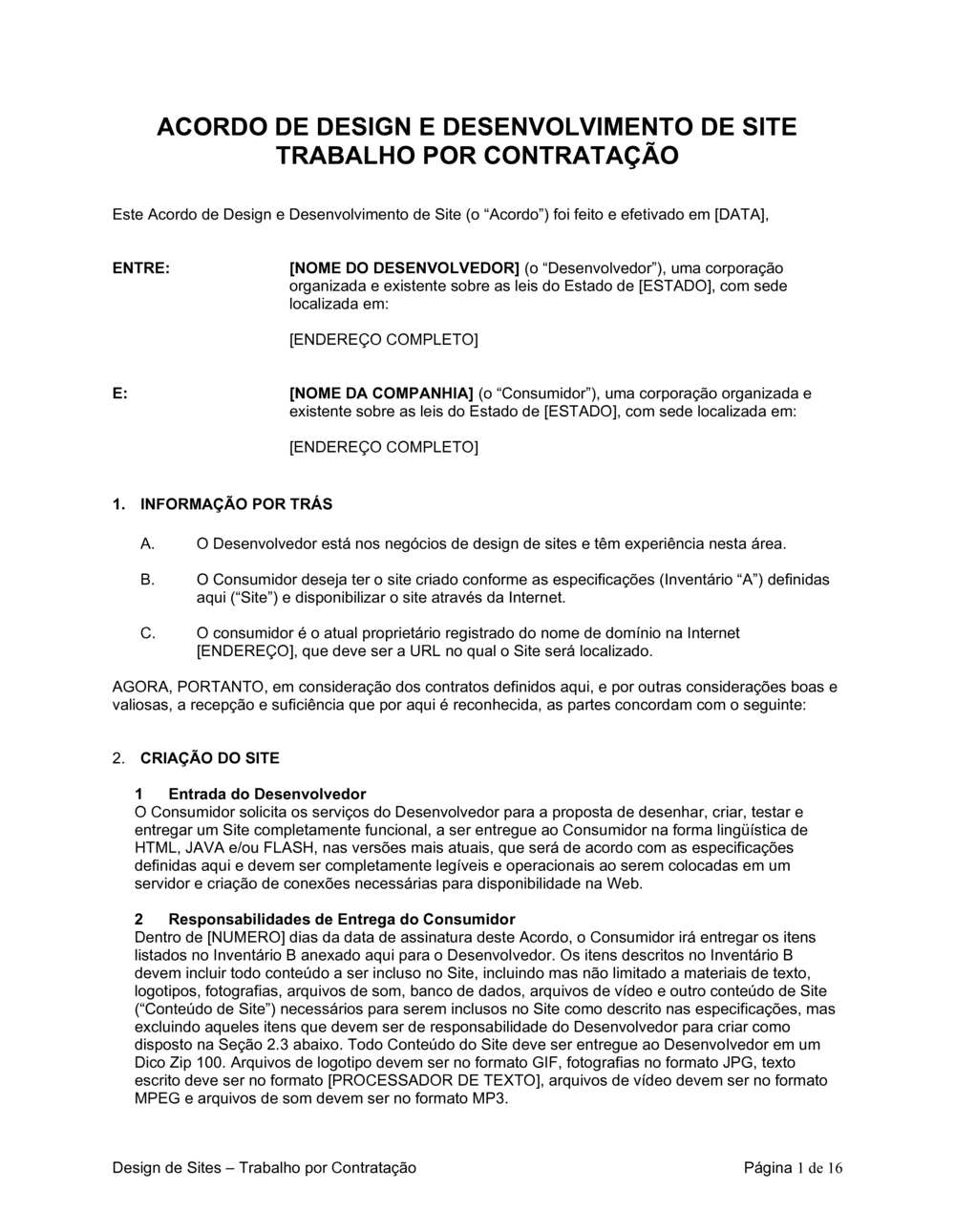 Business-in-a-Box's Acordo de Design de Website