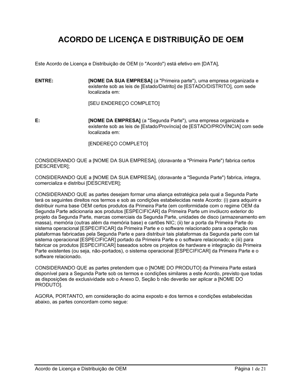 Business-in-a-Box's Acordo de Distribuição e Licença de OEM