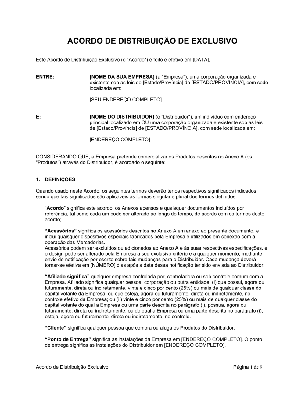 Business-in-a-Box's Acordo de Distribuição Exclusiva