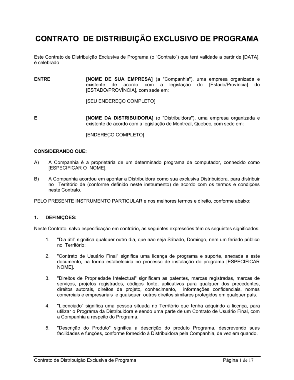 Business-in-a-Box's Acordo de Distribuição Exclusiva do Software