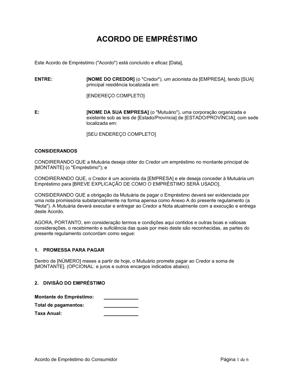 Business-in-a-Box's Acordo de Empréstimo Acionista para Corporação