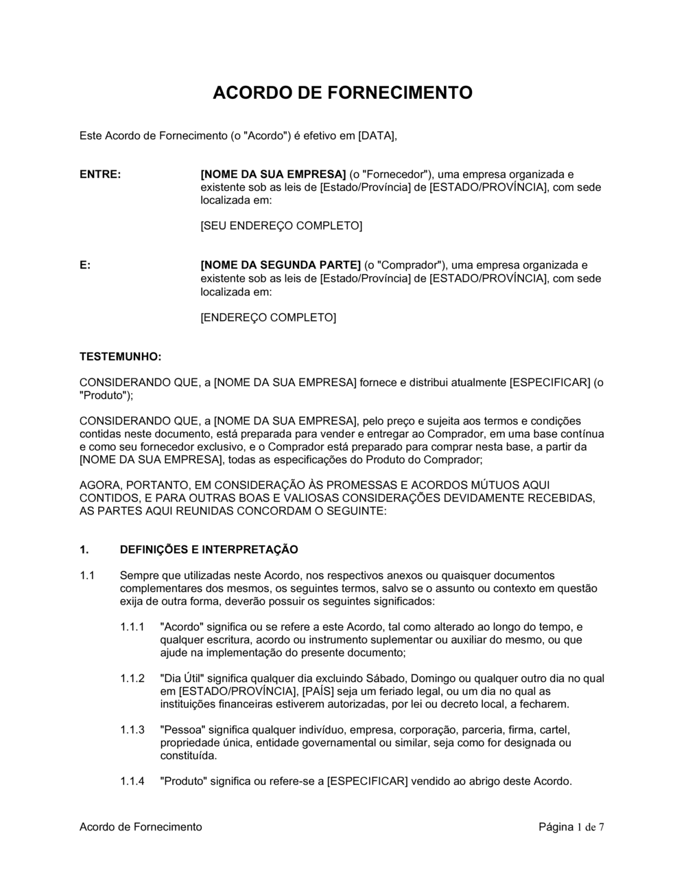 Business-in-a-Box's Acordo de Fornecimento