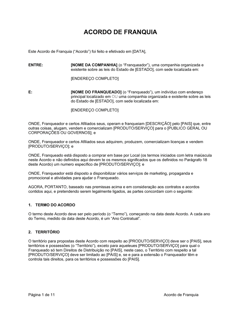 Business-in-a-Box's Acordo de Franquia