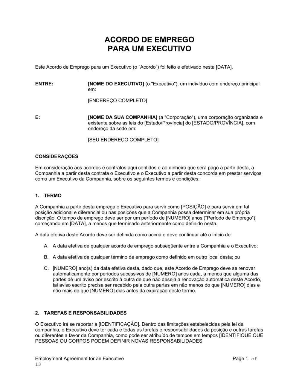 Business-in-a-Box's Acordo de Funcionário Executivo com Permissão de Automóvel