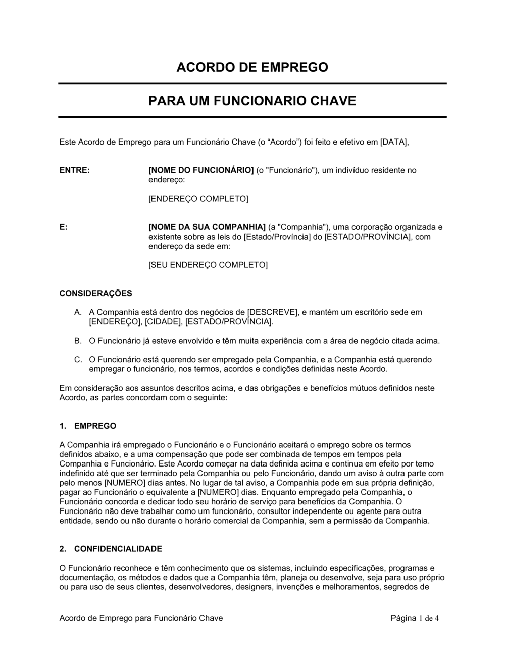Business-in-a-Box's Acordo de Funcionário Funcionário Chave